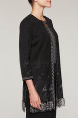 Jacquard Fringe Jacket Color Black/Granite/Stonecliff