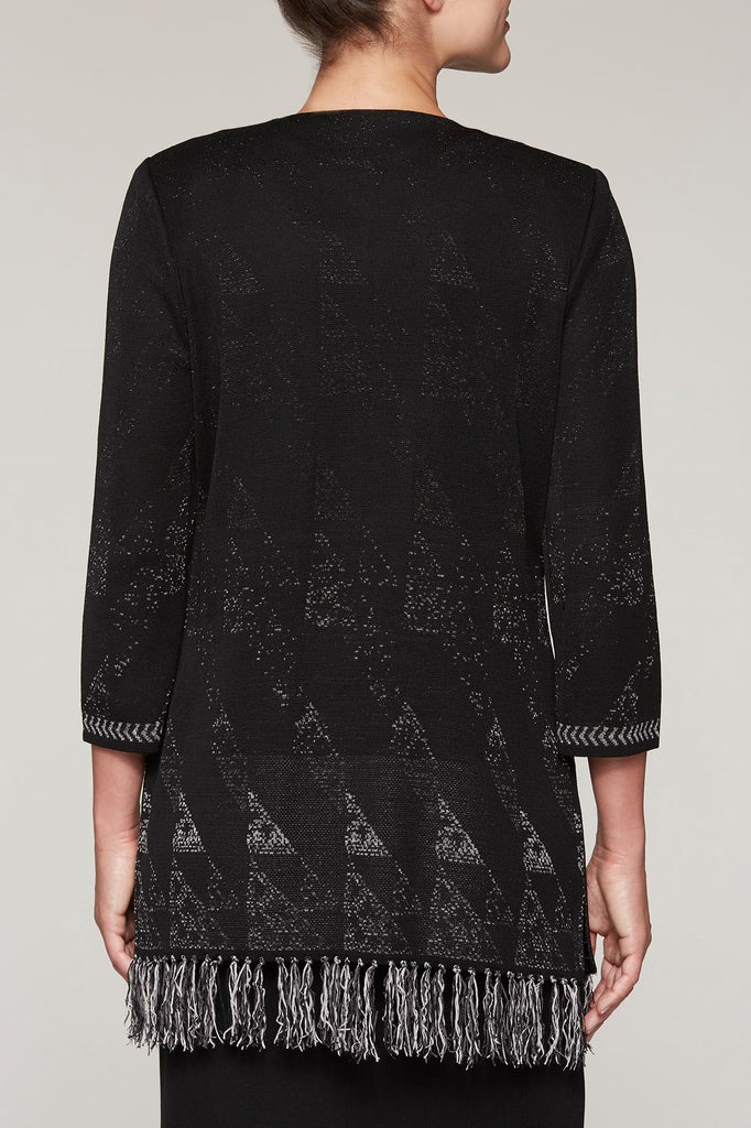 Jacquard Fringe Jacket Color Black/Granite/Stonecliff