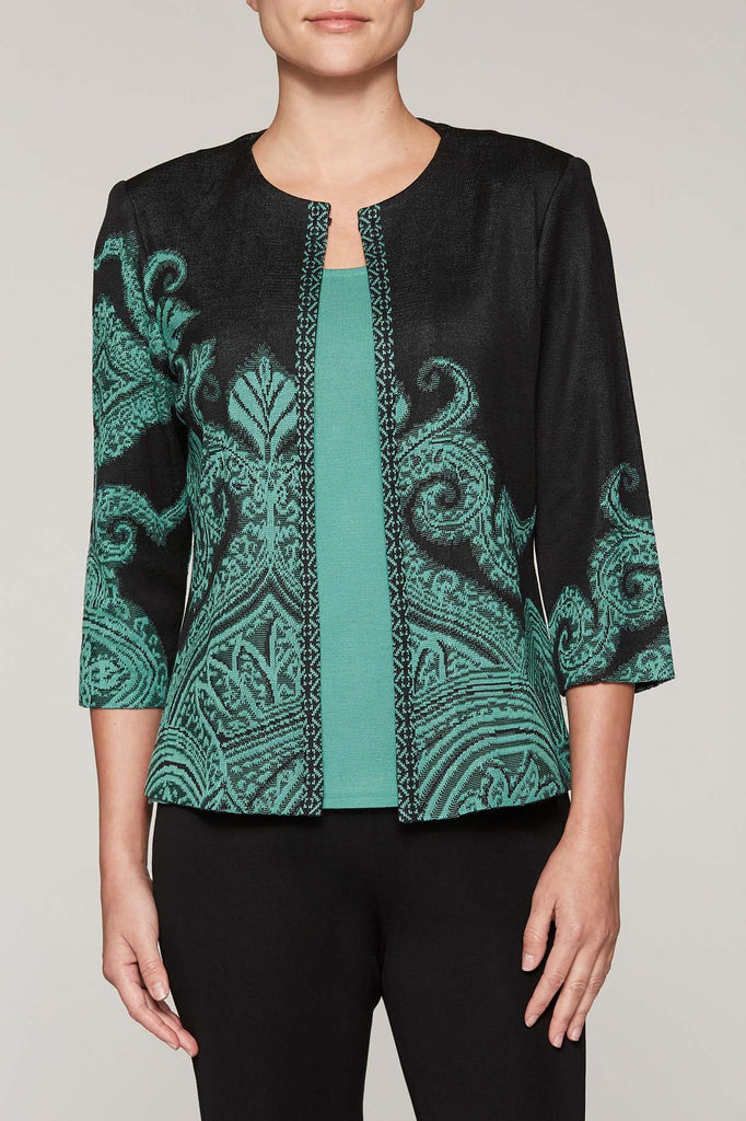 Abstract Jacquard Jacket Color Black/Sage