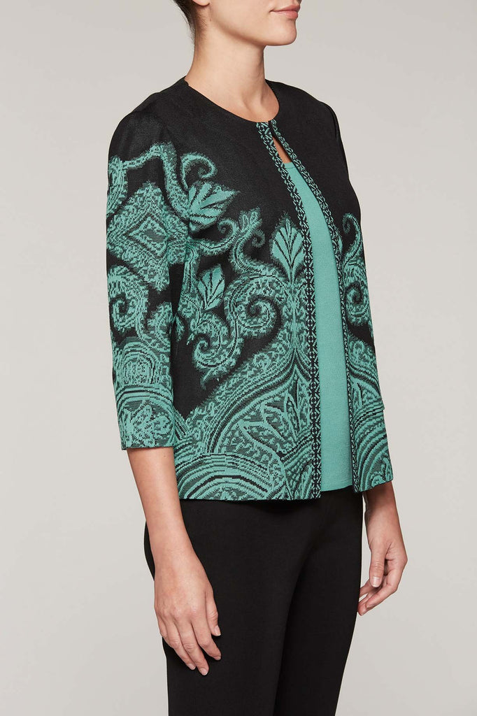 Abstract Jacquard Jacket Color Black/Sage