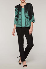 Abstract Jacquard Jacket Color Black/Sage