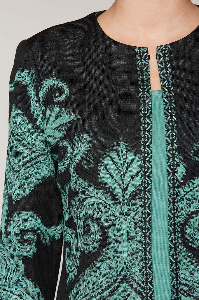 Abstract Jacquard Jacket Color Black/Sage