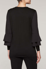 Ruffle Bell Sleeve Tunic Color Black