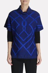 Abstract Chunky Knit Tunic Color Blue Flame/Black