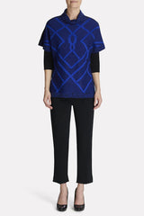 Abstract Chunky Knit Tunic Color Blue Flame/Black