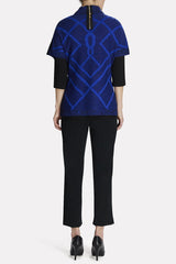 Abstract Chunky Knit Tunic Color Blue Flame/Black