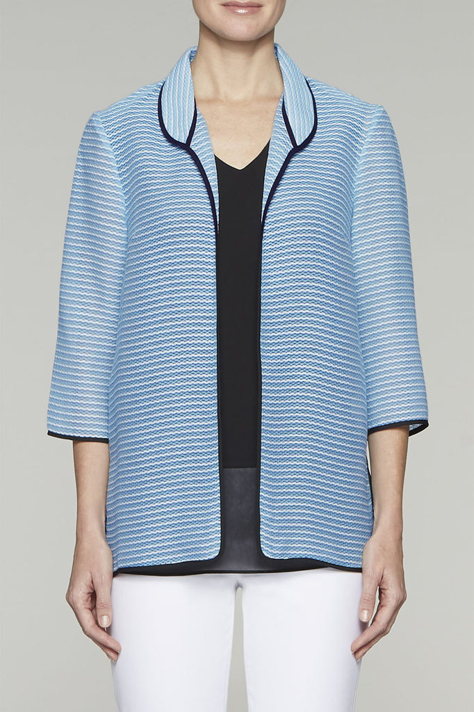 Bluebonnet Striped Woven Jacket Color Bluebonnet/Black/White