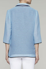 Bluebonnet Striped Woven Jacket Color Bluebonnet/Black/White