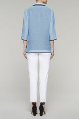 Bluebonnet Striped Woven Jacket Color Bluebonnet/Black/White