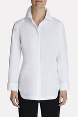 Button-Back Cotton Blouse Color White