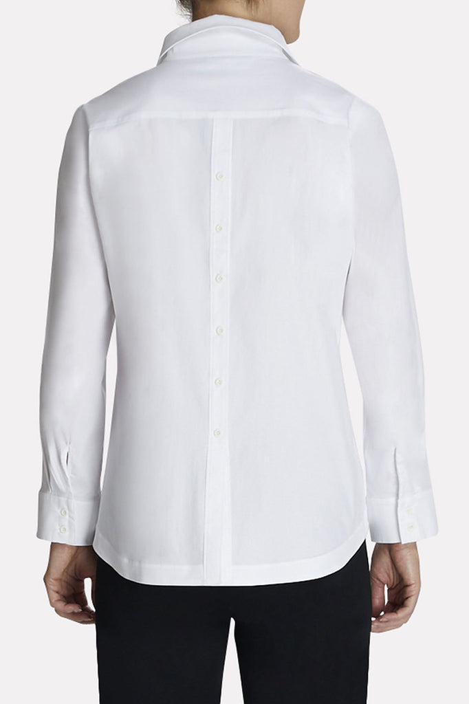 Button-Back Cotton Blouse Color White