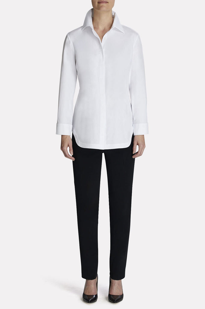 Button-Back Cotton Blouse Color White