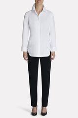 Button-Back Cotton Blouse Color White