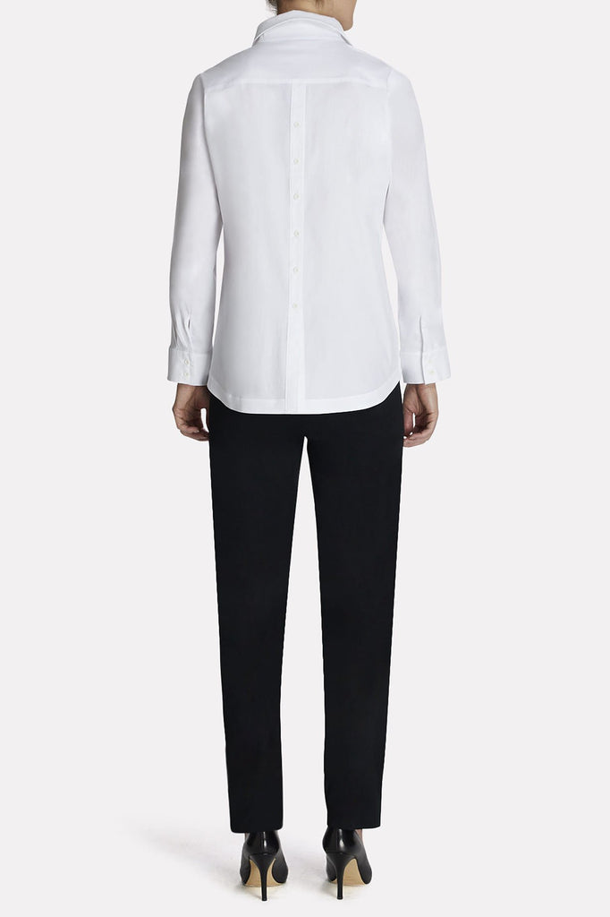 Button-Back Cotton Blouse Color White