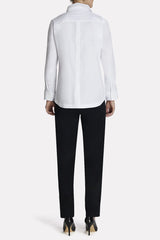 Button-Back Cotton Blouse Color White