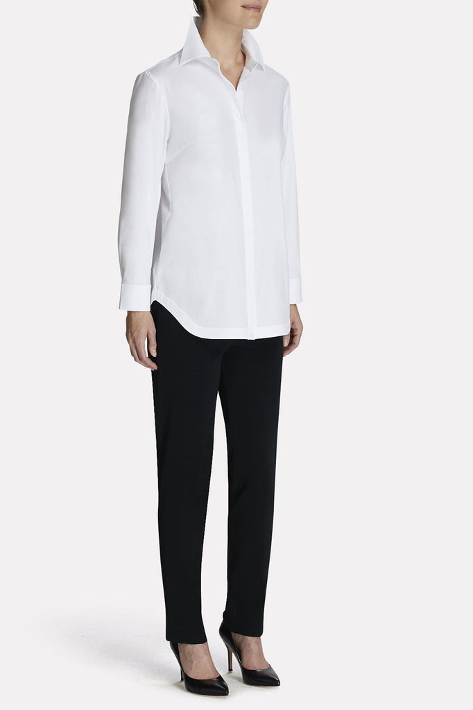 Button-Back Cotton Blouse Color White