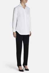 Button-Back Cotton Blouse Color White
