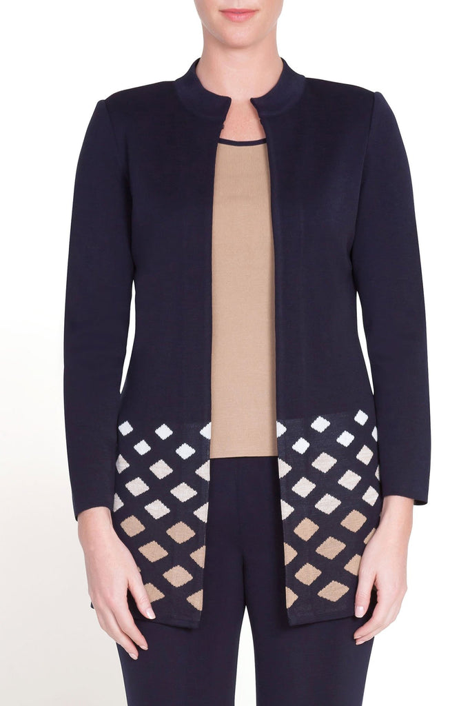 Diamond Gradient Jacket Color Navy/Camel/Ivory