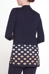 Diamond Gradient Jacket Color Navy/Camel/Ivory