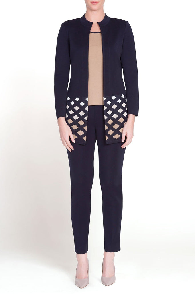Diamond Gradient Jacket Color Navy/Camel/Ivory