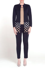 Diamond Gradient Jacket Color Navy/Camel/Ivory