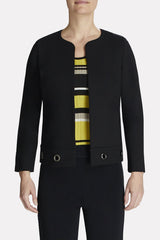 Grommet Hem Ponte Jacket Color Black