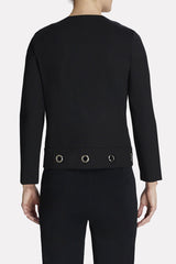 Grommet Hem Ponte Jacket Color Black