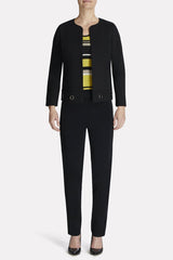 Grommet Hem Ponte Jacket Color Black