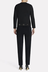 Grommet Hem Ponte Jacket Color Black