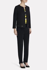 Grommet Hem Ponte Jacket Color Black