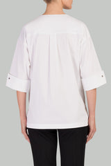 Hi-Lo Woven Shirt-Jacket Color White