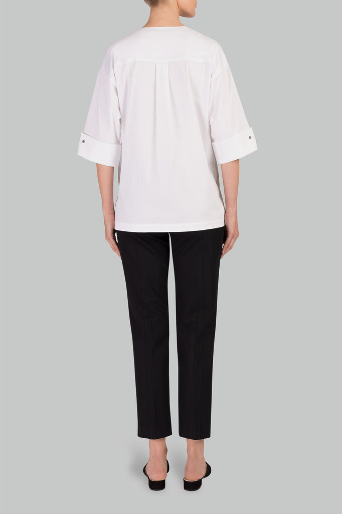 Hi-Lo Woven Shirt-Jacket Color White