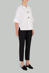 Hi-Lo Woven Shirt-Jacket Color White