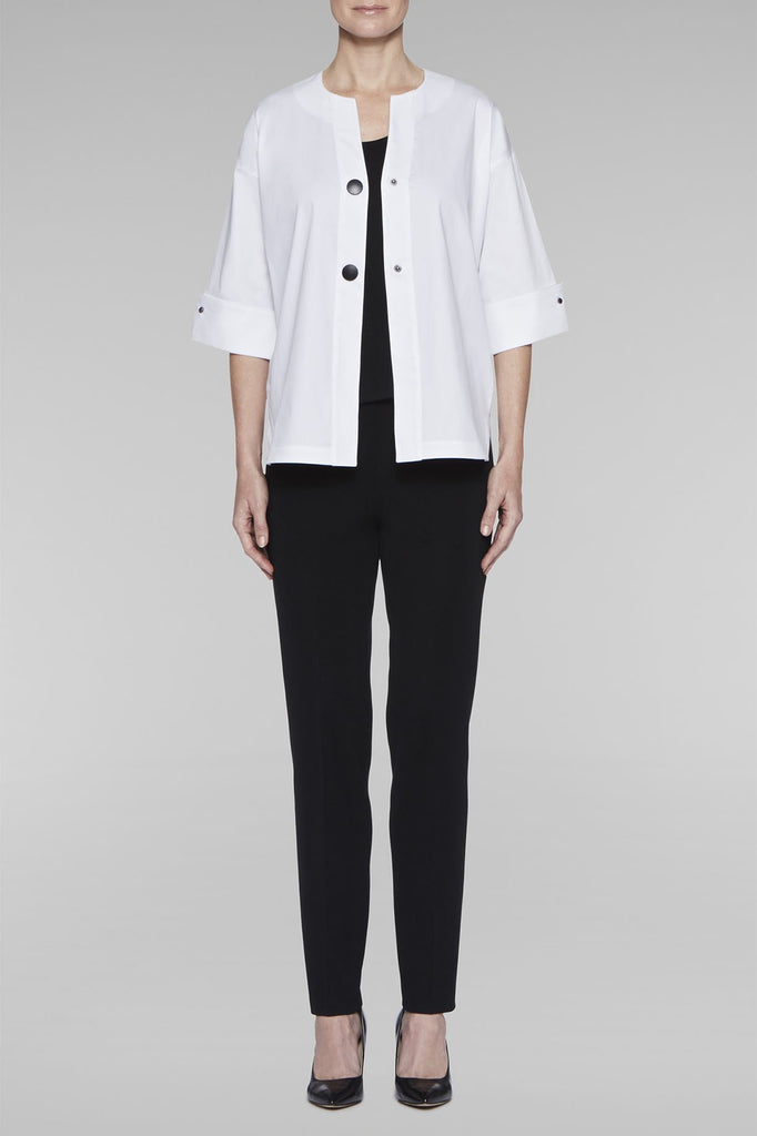 Hi-Lo Woven Shirt-Jacket Color White