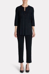 Lace-Up Textured Tunic Color Black