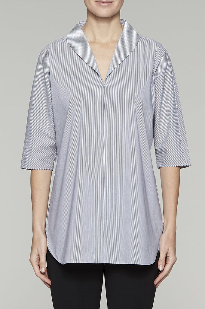 Pinstripe Pullover Blouse Color Black/White