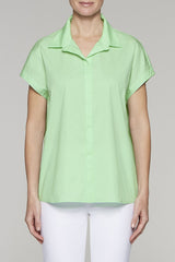 Pleated Back Button-Up Blouse Color Mint
