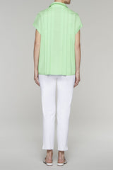 Pleated Back Button-Up Blouse Color Mint