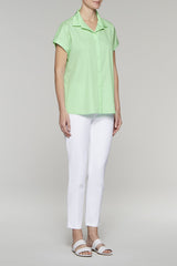 Pleated Back Button-Up Blouse Color Mint