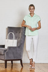 Pleated Back Button-Up Blouse Color 
