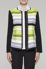 Ribbed Contrast Colorblock Jacket Color Black/Pear/White