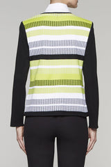 Ribbed Contrast Colorblock Jacket Color Black/Pear/White