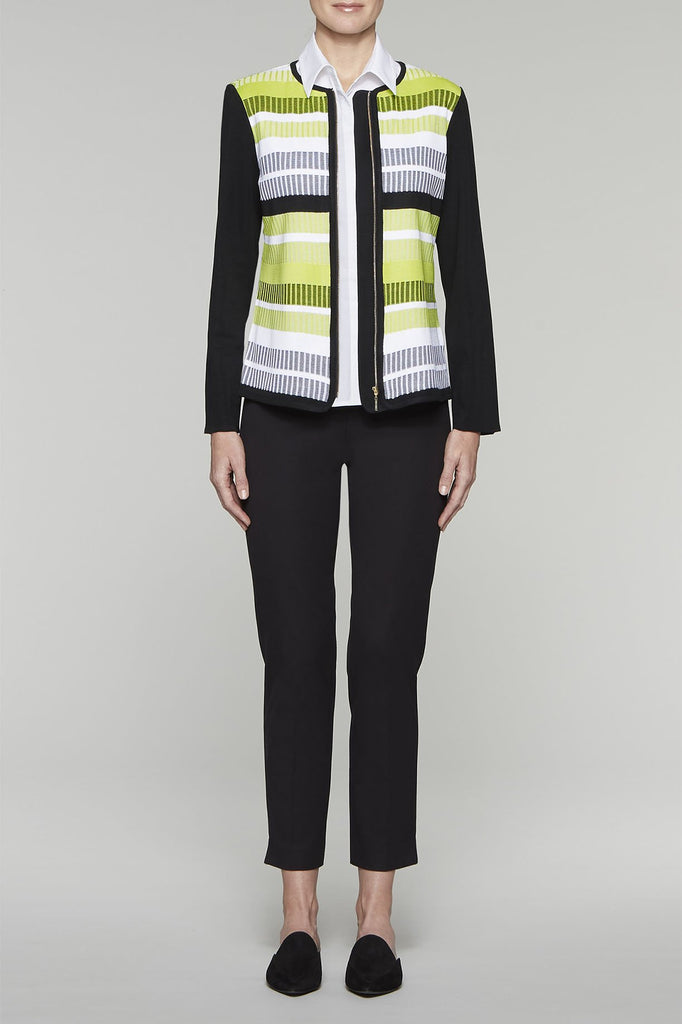 Ribbed Contrast Colorblock Jacket Color Black/Pear/White
