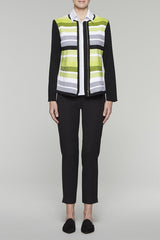 Ribbed Contrast Colorblock Jacket Color Black/Pear/White