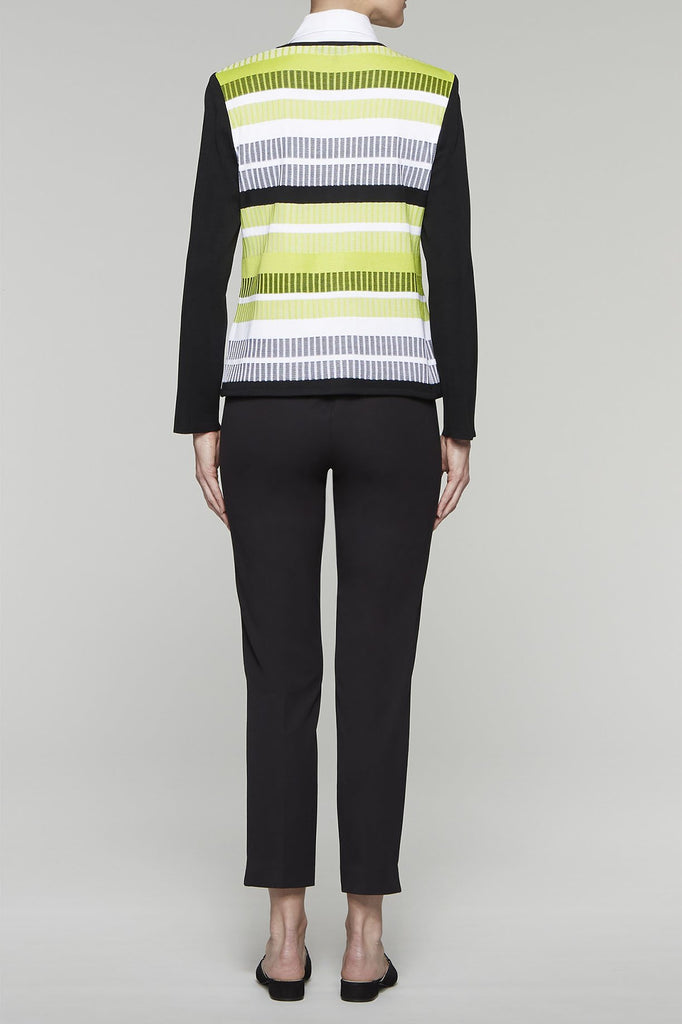 Ribbed Contrast Colorblock Jacket Color Black/Pear/White