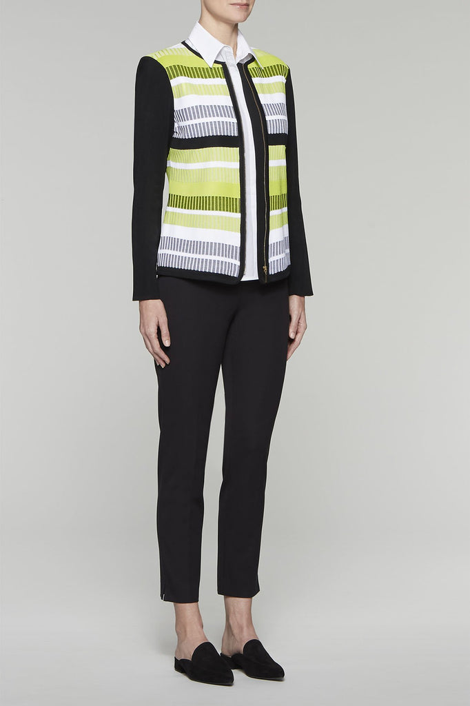 Ribbed Contrast Colorblock Jacket Color Black/Pear/White