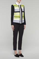 Ribbed Contrast Colorblock Jacket Color Black/Pear/White