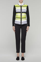 Ribbed Contrast Colorblock Jacket Color Black/Pear/White