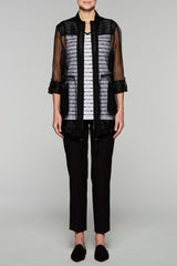 Sheer Eyelet Trimmed Jacket Color Black