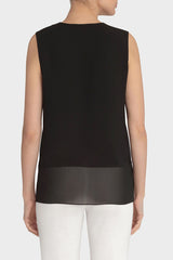 Sheer-Hem V-Neck Tank Color Black